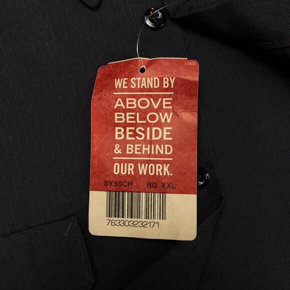 Red Kap Rip Stop Work Shirt Men's 2XL Gray Chest Pocket Durable Button Down - Picture 7 of 15